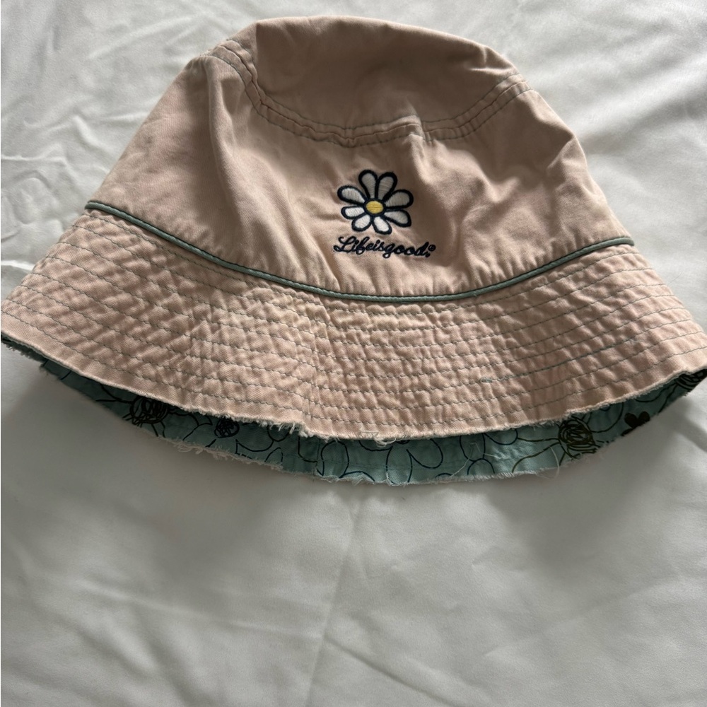 Life Is Good Teal and Pink Bucket Hat